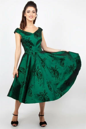 Voodoo Vixen Lily Green Taffeta Flared Dress 3 Voodoo Vixen Lily Green Taffeta Flared Dress