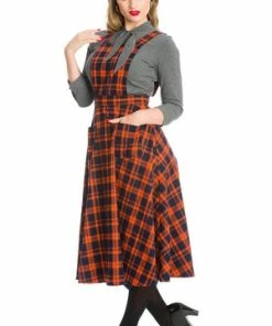 Banned Miss Spook Check Pinafore Dress