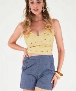 Voodoo Vixen Natalie Cherry Stripe Crop Top
