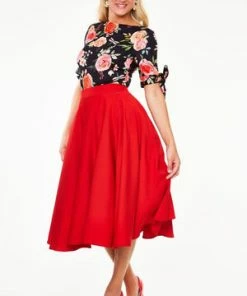 Voodoo Vixen Rosabeth Floral Knit Top -ROCKABILLY TOPS Shop Rosabeth Floral Knit Top Voodoo Vixen 3 300x