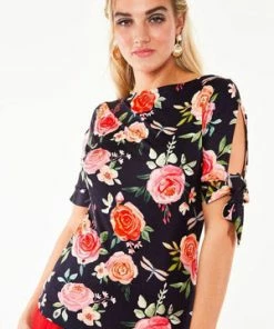 Voodoo Vixen Rosabeth Floral Knit Top -ROCKABILLY TOPS Shop Rosabeth Floral Knit Top Voodoo Vixen 4 300x
