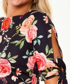 Voodoo Vixen Rosabeth Floral Knit Top -ROCKABILLY TOPS Shop Rosabeth Floral Knit Top Voodoo Vixen 5 300x