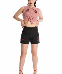 Banned Cherry Up Shirt -ROCKABILLY TOPS Shop ST81056BLK 20SH60054RED 0780 300x