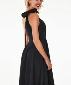 Voodoo Vixen Selma That Little Black One Shoulder Bow Dress -ROCKABILLY TOPS Shop Selma That Little Black One Shoulder Bow Dress Voodoo Vixen 2 300x