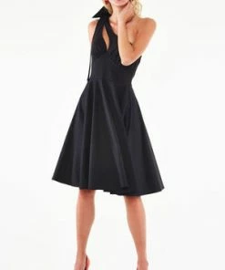 Voodoo Vixen Selma That Little Black One Shoulder Bow Dress -ROCKABILLY TOPS Shop Selma That Little Black One Shoulder Bow Dress Voodoo Vixen 4 300x