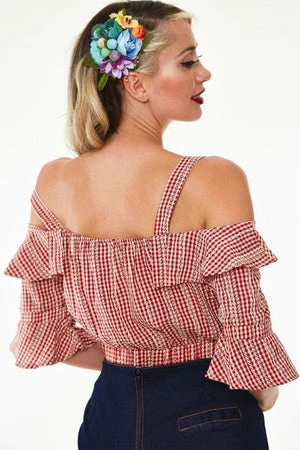 Voodoo Vixen Sophia Loren Gingham Ruffle Crop Top 4 Voodoo Vixen Sophia Loren Gingham Ruffle Crop Top - Image 2