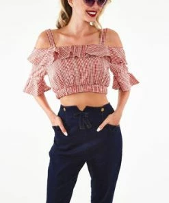 Voodoo Vixen Sophia Loren Gingham Ruffle Crop Top 9 Voodoo Vixen Sophia Loren Gingham Ruffle Crop Top -ROCKABILLY TOPS Shop Sophia Loren Gingham Ruffle Crop Top Voodoo Vixen 3 300x