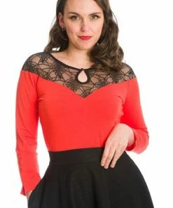 Banned Spider Nights Jersey Top -ROCKABILLY TOPS Shop Spider Nights Jersey Top Banned 4 300x