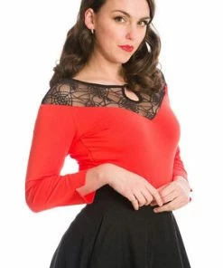 Banned Spider Nights Jersey Top -ROCKABILLY TOPS Shop Spider Nights Jersey Top Banned 6 300x
