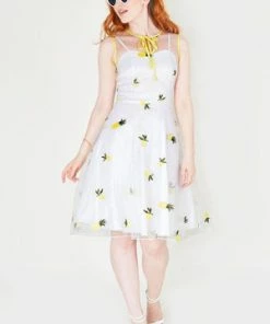 Voodoo Vixen Stacey Pineapple Flared Dress -ROCKABILLY TOPS Shop Stacey Pineapple Flared Dress Voodoo Vixen 3 300x