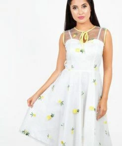 Voodoo Vixen Stacey Pineapple Flared Dress -ROCKABILLY TOPS Shop Stacey Pineapple Flared Dress Voodoo Vixen 5 300x