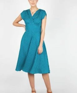 Voodoo Vixen Tabby Polka Dot Tea Dress 24 Voodoo Vixen Tabby Polka Dot Tea Dress -ROCKABILLY TOPS Shop Tabby Polka Dot Tea Dress Voodoo Vixen 3 300x