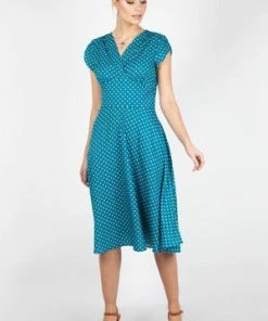 Voodoo Vixen Tabby Polka Dot Tea Dress 26 Voodoo Vixen Tabby Polka Dot Tea Dress -ROCKABILLY TOPS Shop Tabby Polka Dot Tea Dress Voodoo Vixen 5 300x