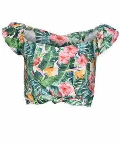 Voodoo Vixen Valentina Floral Tropical Print Cropped Top -ROCKABILLY TOPS Shop Valentina Floral Tropical Print Cropped Top Voodoo Vixen 5 300x
