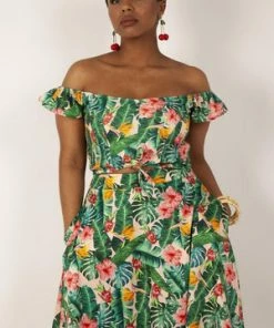 Voodoo Vixen Valentina Floral Tropical Print Cropped Top