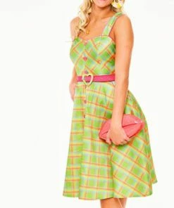 Voodoo Vixen Vita Rainbow Tartan Summer Dress -ROCKABILLY TOPS Shop Vita Rainbow Tartan Summer Dress Voodoo Vixen 14 300x