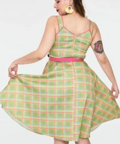 Voodoo Vixen Vita Rainbow Tartan Summer Dress -ROCKABILLY TOPS Shop Vita Rainbow Tartan Summer Dress Voodoo Vixen 17 300x