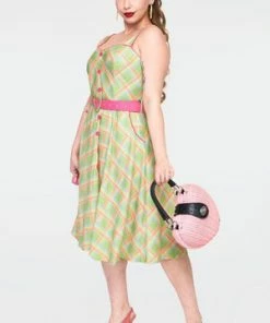 Voodoo Vixen Vita Rainbow Tartan Summer Dress -ROCKABILLY TOPS Shop Vita Rainbow Tartan Summer Dress Voodoo Vixen 19 300x