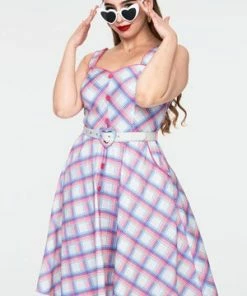 Voodoo Vixen Vita Rainbow Tartan Summer Dress -ROCKABILLY TOPS Shop Vita Rainbow Tartan Summer Dress Voodoo Vixen 6 300x