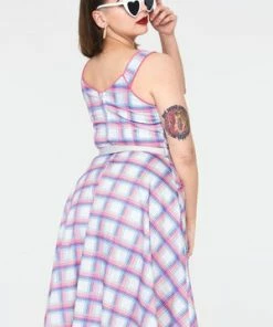 Voodoo Vixen Vita Rainbow Tartan Summer Dress -ROCKABILLY TOPS Shop Vita Rainbow Tartan Summer Dress Voodoo Vixen 7 300x