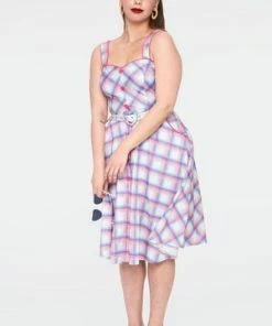Voodoo Vixen Vita Rainbow Tartan Summer Dress -ROCKABILLY TOPS Shop Vita Rainbow Tartan Summer Dress Voodoo Vixen 9 300x
