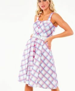 Voodoo Vixen Vita Rainbow Tartan Summer Dress