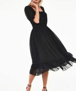 Voodoo Vixen Yara Floral Embroidered Witch Tea Dress