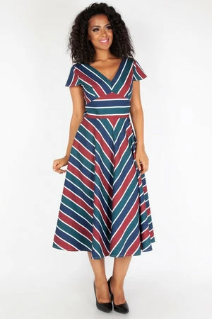 Voodoo Vixen Addison Striped Swing Dress 5 Voodoo Vixen Addison Striped Swing Dress - Image 3