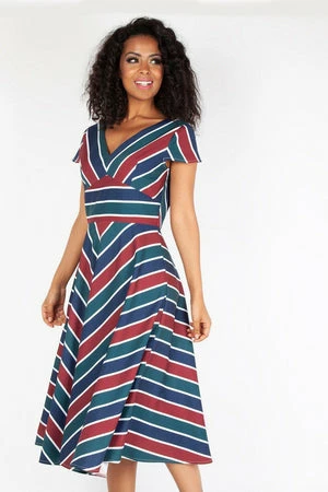 Voodoo Vixen Addison Striped Swing Dress 3 Voodoo Vixen Addison Striped Swing Dress