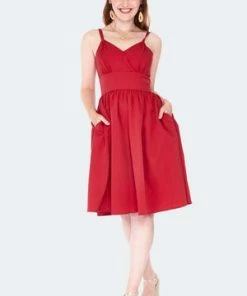 Voodoo Vixen Adjustable Strap Solid Flare Dress 10 Voodoo Vixen Adjustable Strap Solid Flare Dress -ROCKABILLY TOPS Shop adjustable strap solid flare dress dra 9526 02.1485 300x