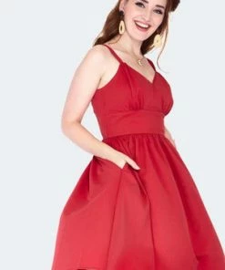 Voodoo Vixen Adjustable Strap Solid Flare Dress 9 Voodoo Vixen Adjustable Strap Solid Flare Dress -ROCKABILLY TOPS Shop adjustable strap solid flare dress dra 9526 03.1485 300x