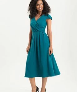 Voodoo Vixen Alexa Blue Dress -ROCKABILLY TOPS Shop alexa blue dress voodoo vixen 3 300x