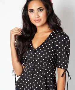 Voodoo Vixen Alice Polka Dot Peplum Blouse -ROCKABILLY TOPS Shop alice polka dot peplum blouse voodoo vixen 7 300x