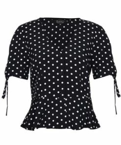 Voodoo Vixen Alice Polka Dot Peplum Blouse -ROCKABILLY TOPS Shop alice polka dot peplum blouse voodoo vixen 9 300x
