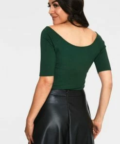 Voodoo Vixen Anika Tie Front Pullover Top -ROCKABILLY TOPS Shop anika green tie front pullover top tpa 2463 05.1071 300x