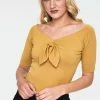Voodoo Vixen Anika Tie Front Pullover Top -ROCKABILLY TOPS Shop anika mustard tie front pullover top tpa 2462 01.1070 300x