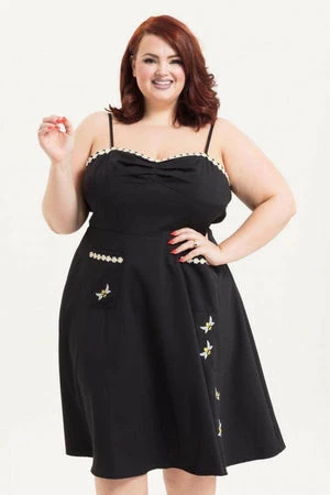 Voodoo Vixen Bee Black Flared Dress Plus Size 3 Voodoo Vixen Bee Black Flared Dress Plus Size