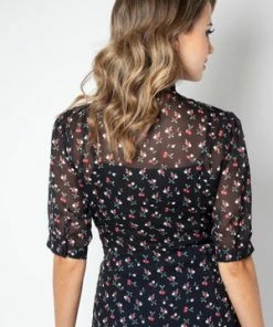 Voodoo Vixen Bella Black Cherry Print Top -ROCKABILLY TOPS Shop bella black cherry print top voodoo vixen 2 300x