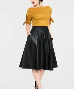 Voodoo Vixen Benny Cowl Neck Top -ROCKABILLY TOPS Shop benny mustard cowl neck top with tie sleeves tpa 2465 03.1073 300x