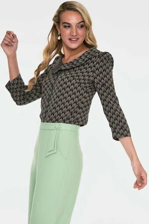 Voodoo Vixen Bettie Black Art Deco Print Inspired Blouse 6 Voodoo Vixen Bettie Black Art Deco Print Inspired Blouse - Image 4