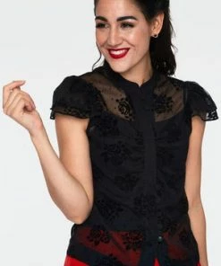 Voodoo Vixen Beza Black Floral Blouse
