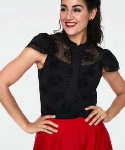 Voodoo Vixen Beza Black Floral Blouse -ROCKABILLY TOPS Shop beza black floral blouse tpa 2266 03.951 300x