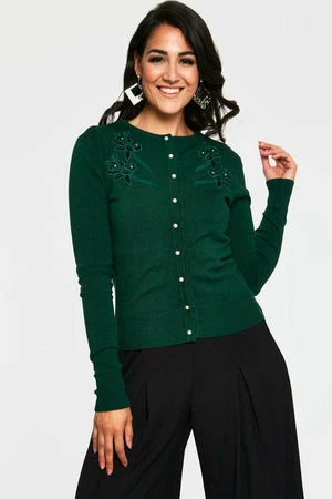 Voodoo Vixen Bonita Velvet Floral Applique With Pearl Detail Cardigan 3 Voodoo Vixen Bonita Velvet Floral Applique With Pearl Detail Cardigan