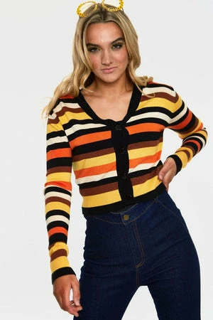 Voodoo Vixen Sweet Candy Corn Stripe Crop Cardigan 3 Voodoo Vixen Sweet Candy Corn Stripe Crop Cardigan