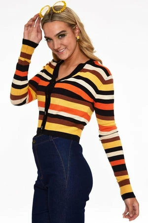 Voodoo Vixen Sweet Candy Corn Stripe Crop Cardigan 5 Voodoo Vixen Sweet Candy Corn Stripe Crop Cardigan - Image 3
