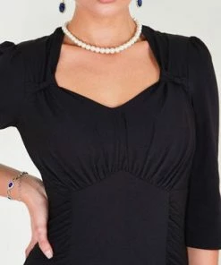 Voodoo Vixen Camilla 3/4 Sleeve Dress With V-neck -ROCKABILLY TOPS Shop camilla 34 sleeve dress with v neck dra 8921 03.416 300x