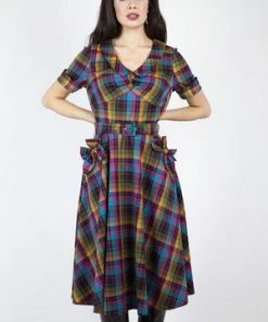 Voodoo Vixen Camilla Plaid Flare Dress