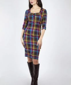 Voodoo Vixen Camilla Plaid Pencil Dress -ROCKABILLY TOPS Shop camilla plaid pencil dress voodoo vixen 3 300x