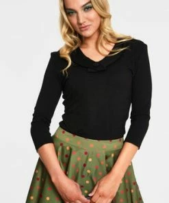 Voodoo Vixen Caniya Retro V-Neck Top -ROCKABILLY TOPS Shop caniya retro black v neck top tpa 2450 02.1058 300x