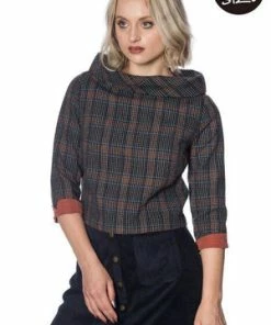 Banned Cecilia Check Top -ROCKABILLY TOPS Shop cecilia check top banned 5 300x